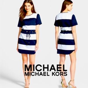 Michael by Michael Kors navy and white striped nautical sailor mini dress tunic